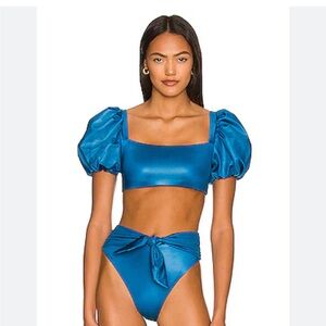 Agua Bendita Calista Nettuno bikini top ONLY blue luxury resort sexy M NWT